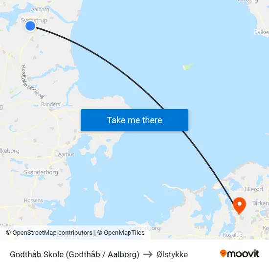 Godthåb Skole (Godthåb / Aalborg) to Ølstykke map
