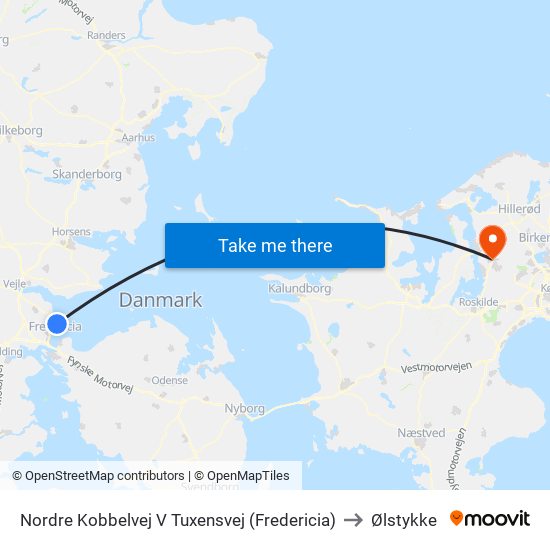 Nordre Kobbelvej V Tuxensvej (Fredericia) to Ølstykke map