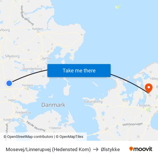 Mosevej/Linnerupvej (Hedensted Kom) to Ølstykke map