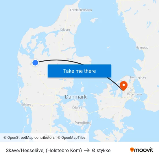 Skave/Hesselåvej (Holstebro Kom) to Ølstykke map
