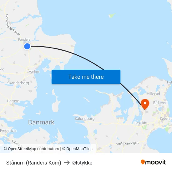 Stånum (Randers Kom) to Ølstykke map