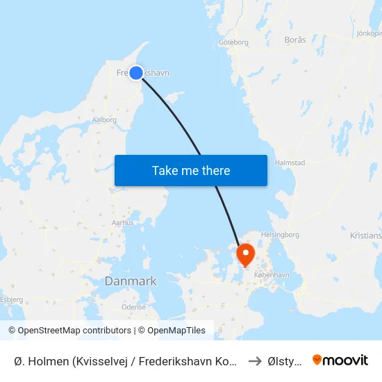 Ø. Holmen (Kvisselvej / Frederikshavn Kommune) to Ølstykke map