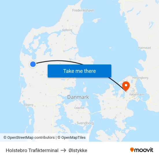 Holstebro Trafikterminal to Ølstykke map
