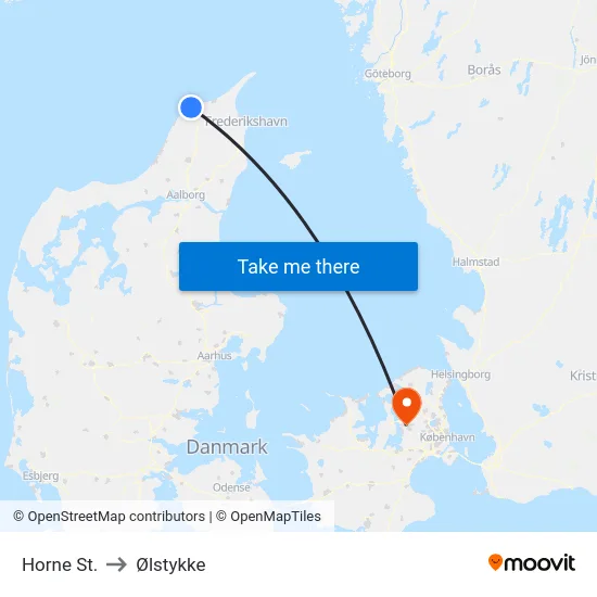 Horne St. to Ølstykke map