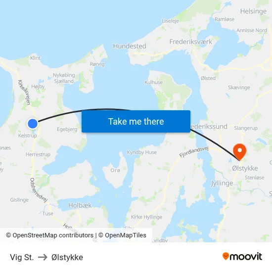 Vig St. to Ølstykke map