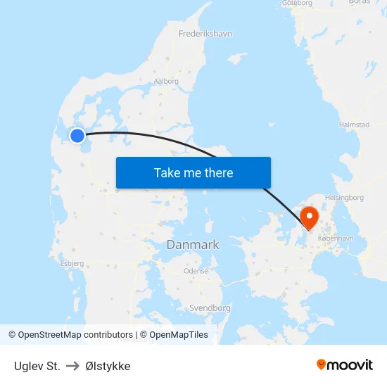 Uglev St. to Ølstykke map