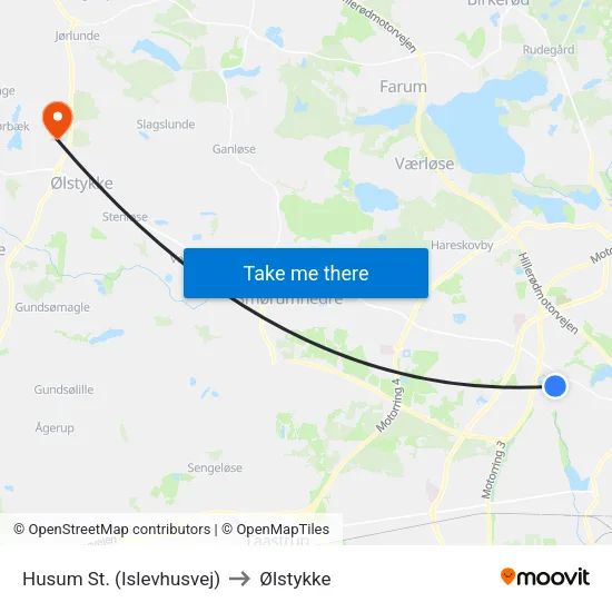 Husum St. (Islevhusvej) to Ølstykke map