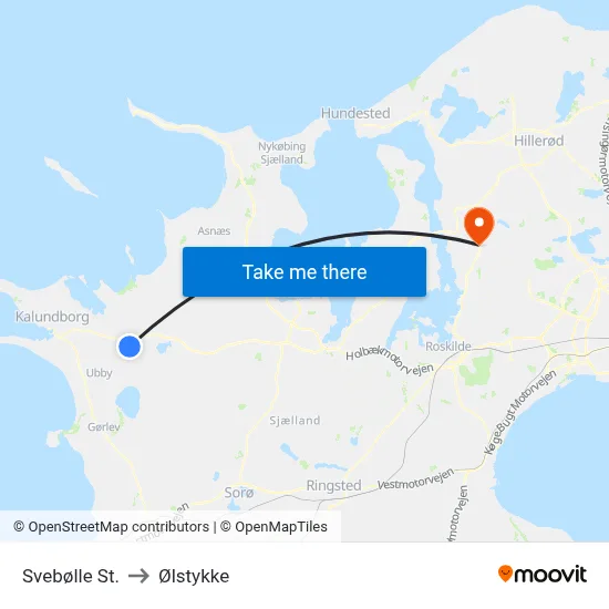 Svebølle St. to Ølstykke map