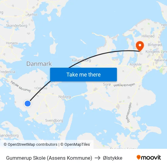 Gummerup Skole (Assens Kommune) to Ølstykke map
