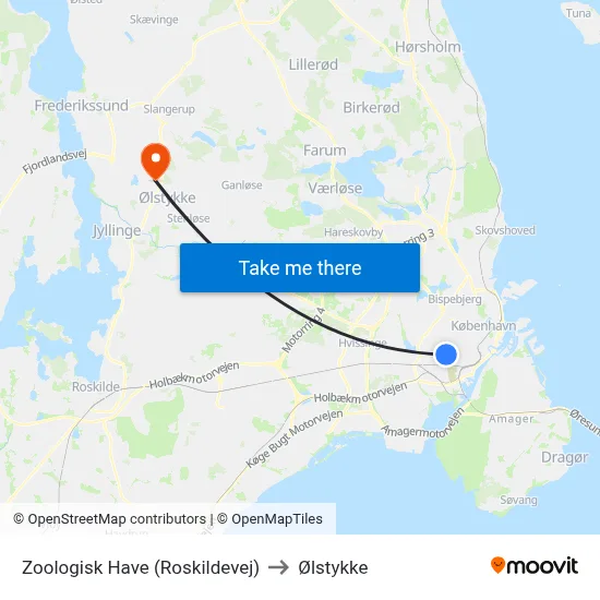 Zoologisk Have (Roskildevej) to Ølstykke map