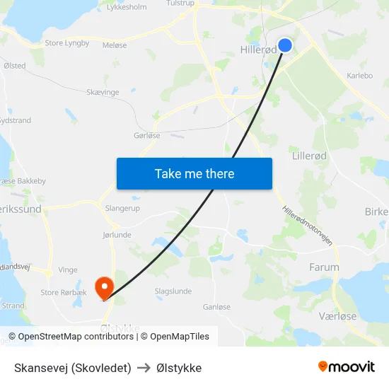 Skansevej (Skovledet) to Ølstykke map