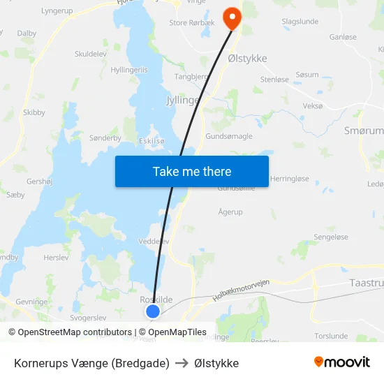 Kornerups Vænge (Bredgade) to Ølstykke map