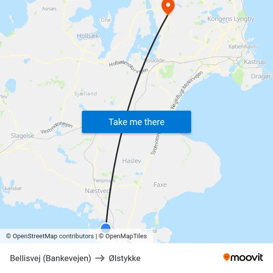 Bellisvej (Bankevejen) to Ølstykke map