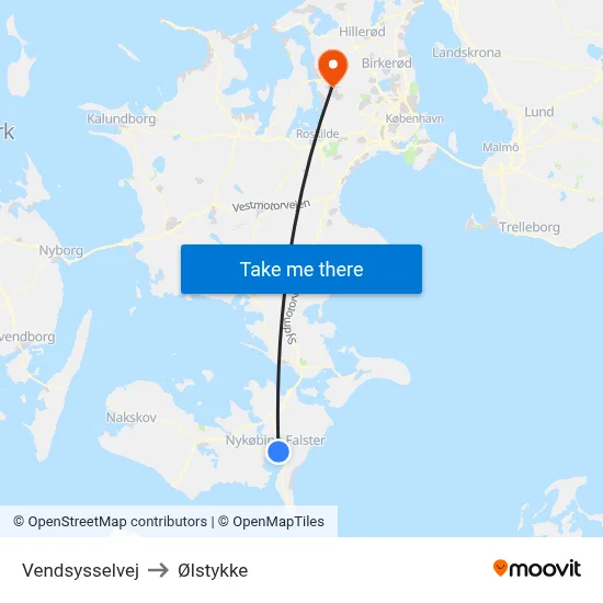 Vendsysselvej to Ølstykke map