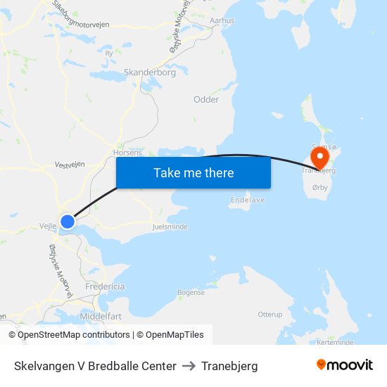 Skelvangen V Bredballe Center to Tranebjerg map