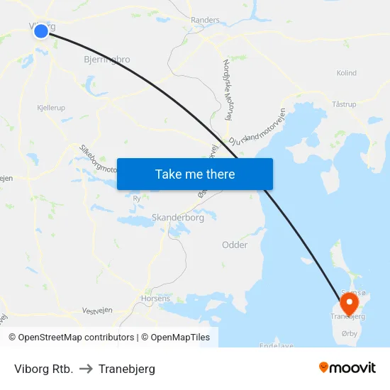 Viborg Rtb. to Tranebjerg map
