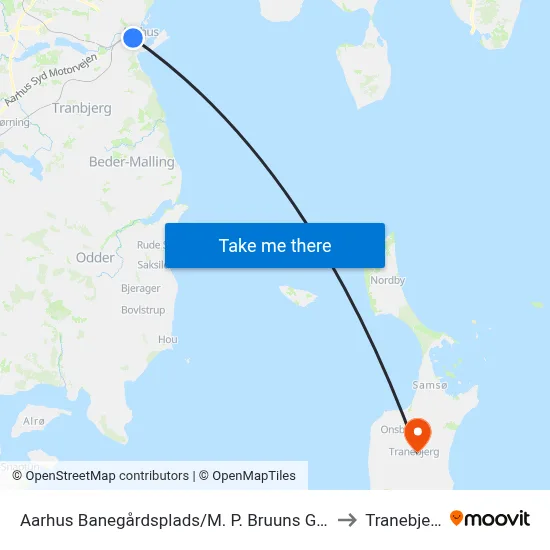 Aarhus Banegårdsplads/M. P. Bruuns Gade to Tranebjerg map