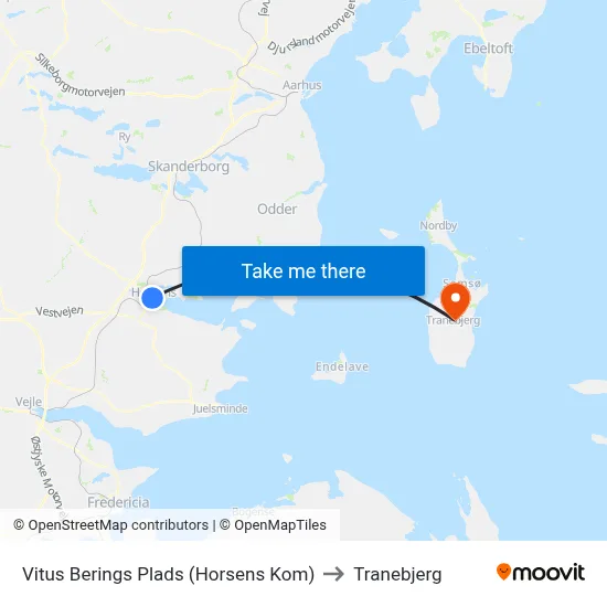 Vitus Berings Plads (Horsens Kom) to Tranebjerg map