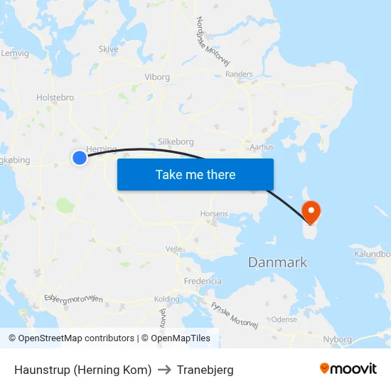 Haunstrup (Herning Kom) to Tranebjerg map