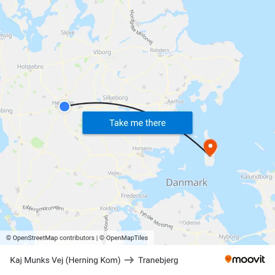 Kaj Munks Vej (Herning Kom) to Tranebjerg map