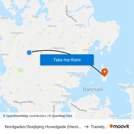 Nordgaden/Snejbjerg Hovedgade (Herning Kom) to Tranebjerg map