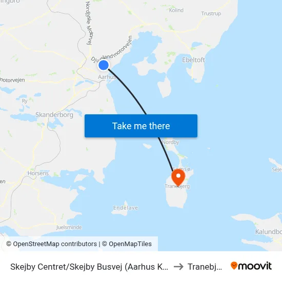 Skejby Centret/Skejby Busvej (Aarhus Kom) to Tranebjerg map
