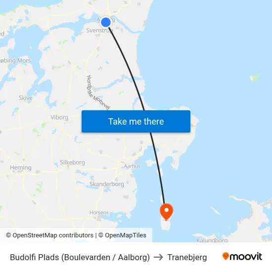Budolfi Plads (Boulevarden / Aalborg) to Tranebjerg map