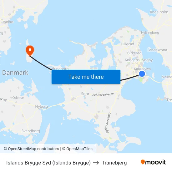 Islands Brygge Syd (Islands Brygge) to Tranebjerg map