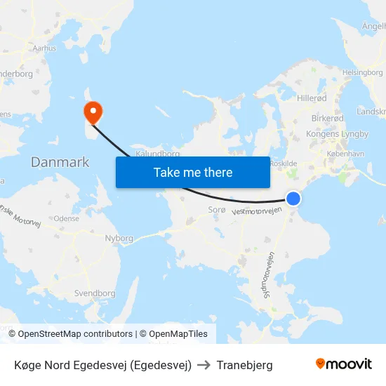 Køge Nord Egedesvej (Egedesvej) to Tranebjerg map