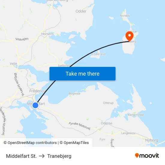 Middelfart St. to Tranebjerg map