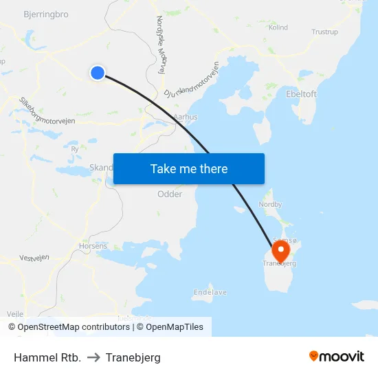 Hammel Rtb. to Tranebjerg map