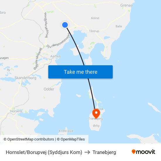 Hornslet/Borupvej (Syddjurs Kom) to Tranebjerg map