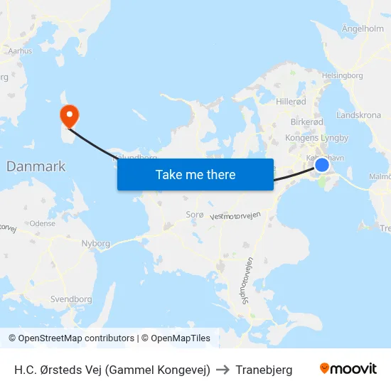 H.C. Ørsteds Vej (Gammel Kongevej) to Tranebjerg map