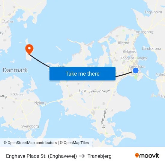 Enghave Plads St. (Enghavevej) to Tranebjerg map
