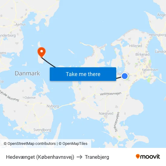 Hedevænget (Københavnsvej) to Tranebjerg map