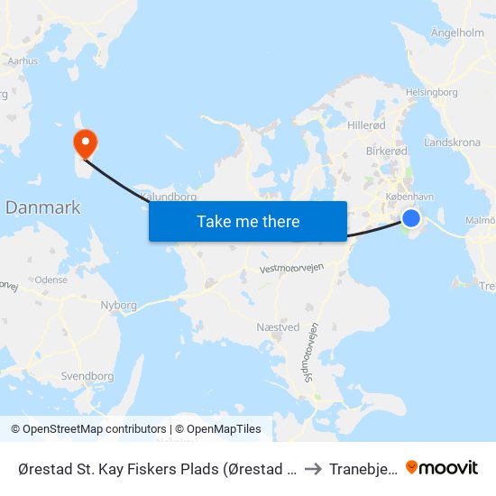 Ørestad St. Kay Fiskers Plads (Ørestad St.) to Tranebjerg map