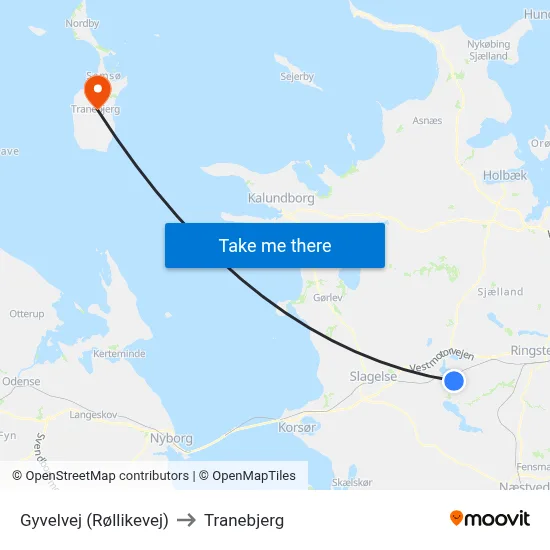 Gyvelvej (Røllikevej) to Tranebjerg map