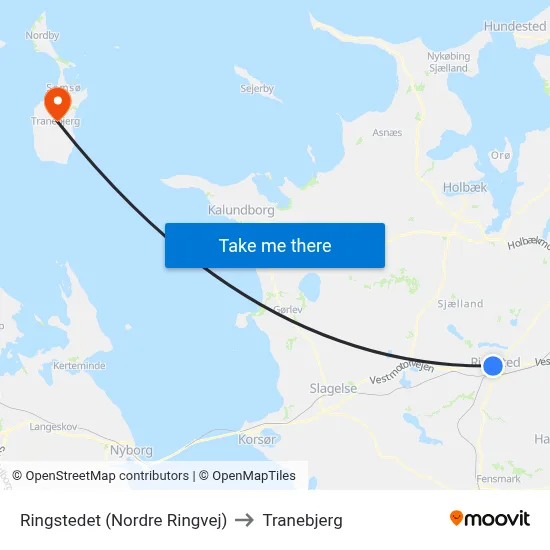 Ringstedet (Nordre Ringvej) to Tranebjerg map