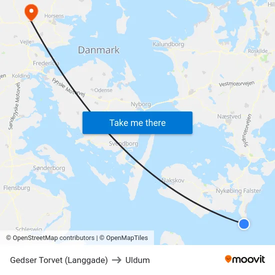 Gedser Torvet (Langgade) to Uldum map