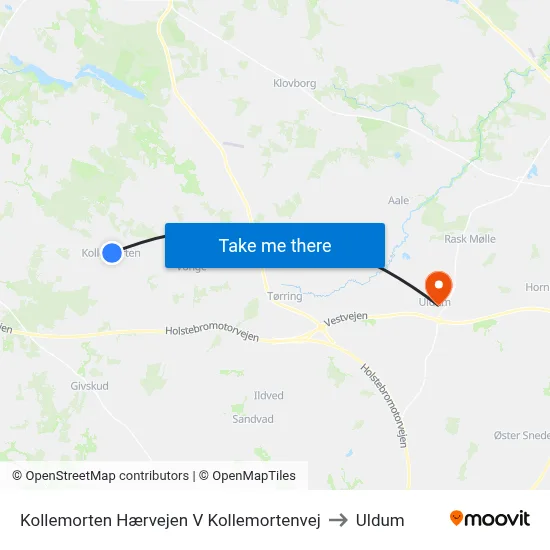 Kollemorten Hærvejen V Kollemortenvej to Uldum map