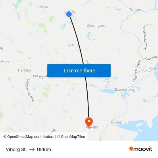 Viborg St. to Uldum map