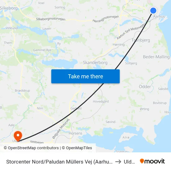 Storcenter Nord/Paludan Müllers Vej (Aarhus Kom) to Uldum map