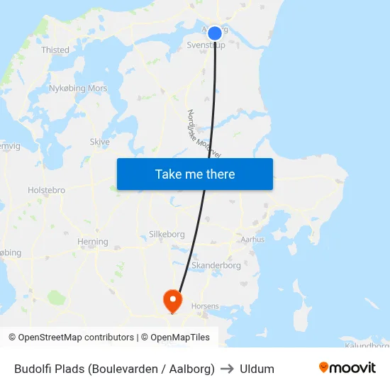 Budolfi Plads (Boulevarden / Aalborg) to Uldum map