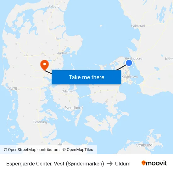 Espergærde Center, Vest (Søndermarken) to Uldum map
