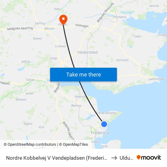 Nordre Kobbelvej V Vendepladsen (Fredericia) to Uldum map