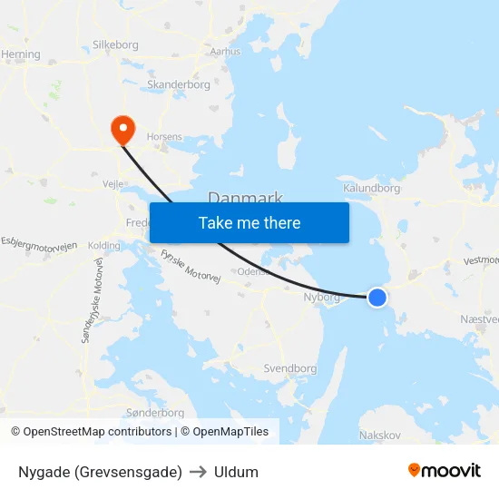 Nygade (Grevsensgade) to Uldum map