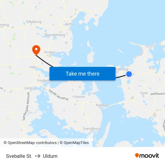 Svebølle St. to Uldum map