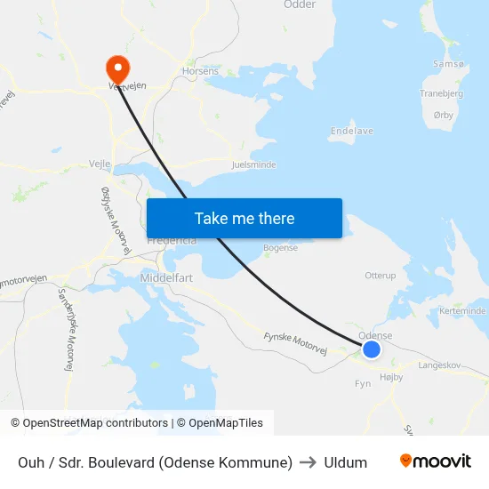 Ouh / Sdr. Boulevard (Odense Kommune) to Uldum map