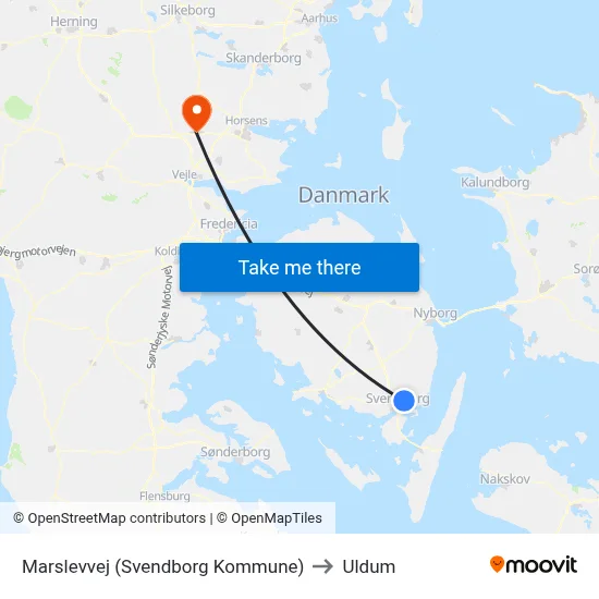 Marslevvej (Svendborg Kommune) to Uldum map