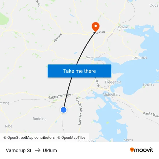 Vamdrup St. to Uldum map